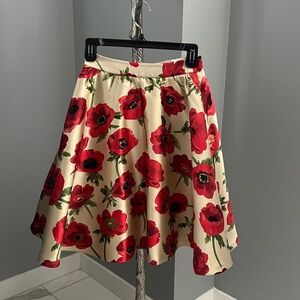Alice + Olivia Cream Skirt with Red Floral Design